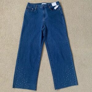 Marc New York Dark Trendy Wide Leg Jeans with Stud Accents Size 12